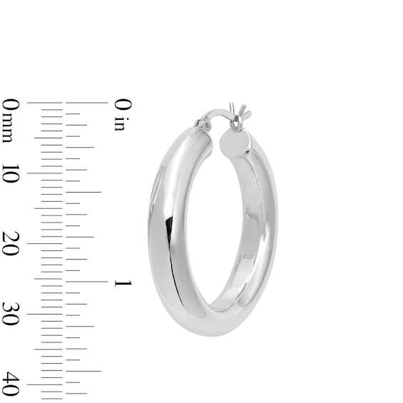 30.0mm Tube Hoop Earrings in Hollow Sterling Silver