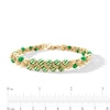 Thumbnail Image 3 of Green Enamel Woven Double Row Bead Bracelet in Hollow 18K Gold - 7.25”