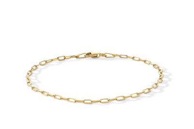 1.95mm Paper Clip Chain Bracelet in Solid 10K Gold - 7.25"