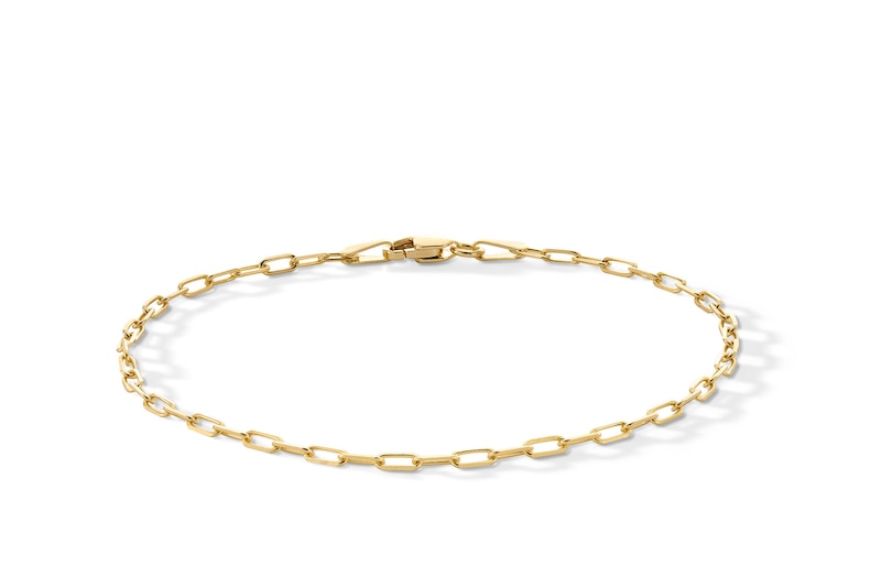 1.95mm Paper Clip Chain Bracelet in Solid 10K Gold - 7.25"