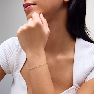 1.95mm Paper Clip Chain Bracelet in Solid 10K Gold - 7.25"