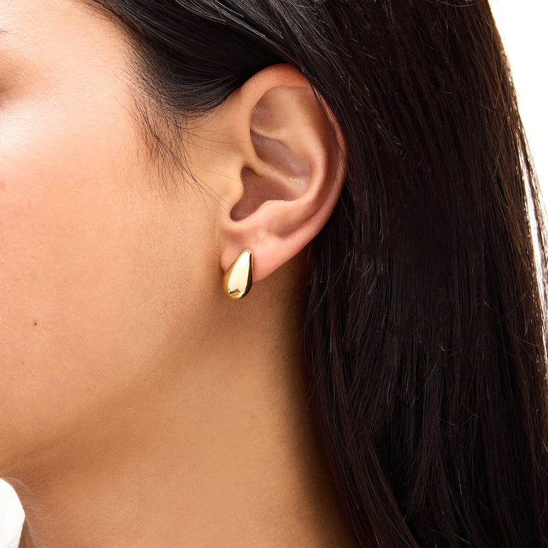 Puffed Teardrop Stud Earrings in Sculpted 14K Gold