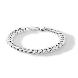 9.9mm Diamond-Cut Miami Cuban Curb Chain Bracelet in Solid Sterling Silver - 9.0&quot;