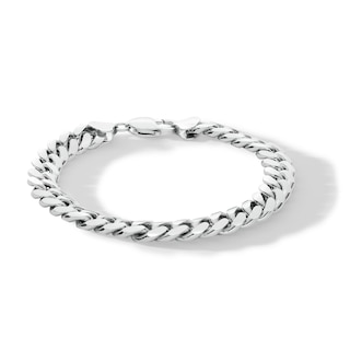 9.9mm Diamond-Cut Miami Cuban Curb Chain Bracelet in Solid Sterling Silver - 9.0"