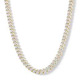 8.0mm Diamond-Cut Monaco Curb Chain Necklace in Hollow 10K Two-Tone Gold - 20&quot;