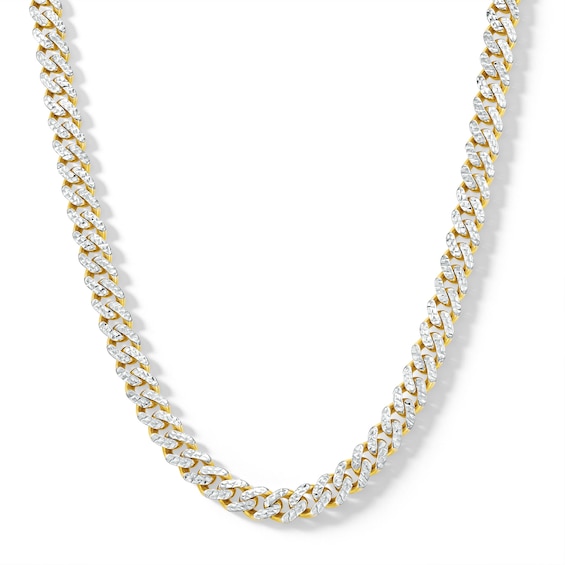 8.0mm Diamond-Cut Monaco Curb Chain Necklace in Hollow 10K Two-Tone Gold - 20"