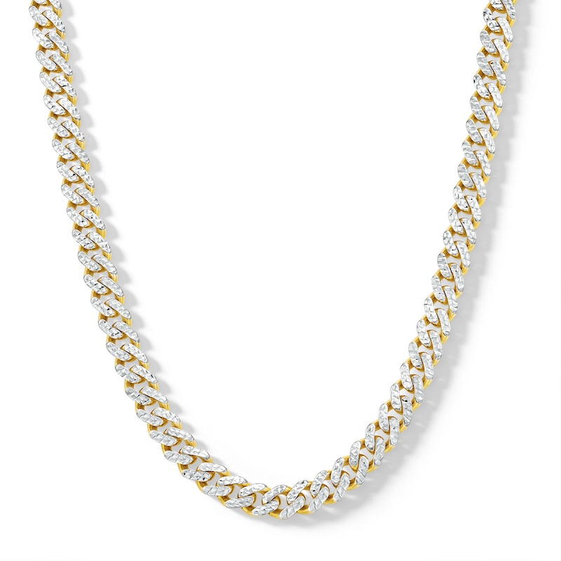 Main Image 1 of 8.0mm Diamond-Cut Monaco Curb Chain Necklace in Hollow 10K Two-Tone Gold - 20&quot;