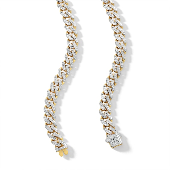 8.0mm Diamond-Cut Monaco Curb Chain Necklace in Hollow 10K Two-Tone Gold - 20"