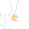 Moon and Star Double Charm Pendant in 10K Gold