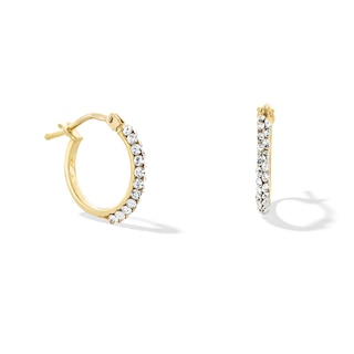 10.0mm Crystal Hoop Earrings in Hollow 10K Gold