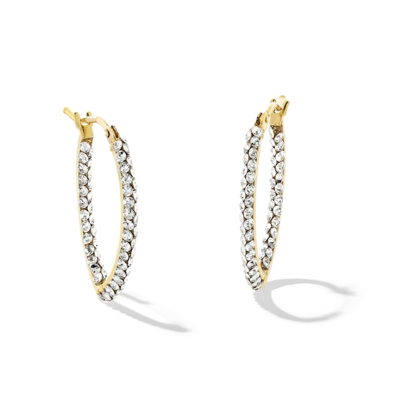 Crystal Double Row Inside-Out Hoop Earrings in 10K Gold