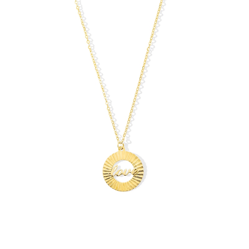 Diamond-Cut Love Open Disc Pendant in 10K Gold