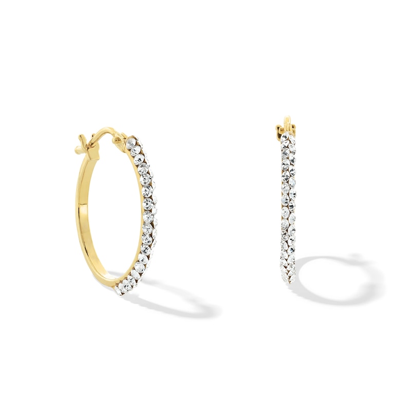 15.0mm Crystal Hoop Earrings in Hollow 10K Gold