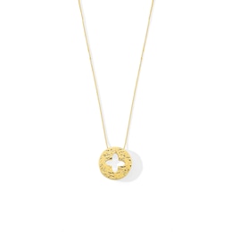 Reversible Dimaond-Cut Clover Cutout Pendant in 10K Gold