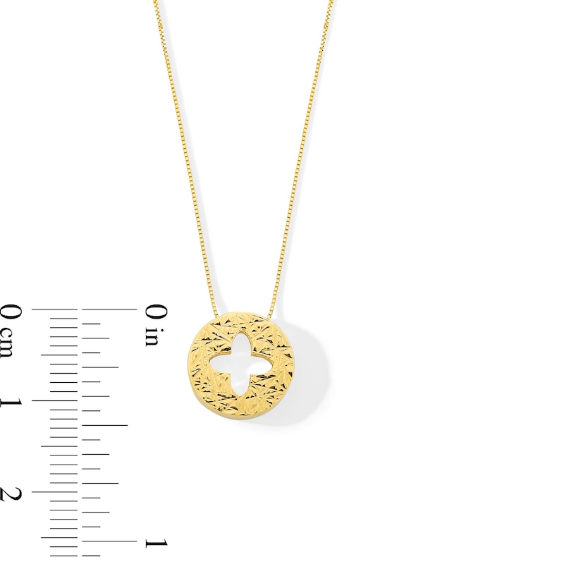 Reversible Dimaond-Cut Clover Cutout Pendant in 10K Gold