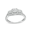 Thumbnail Image 0 of 0.25 CT. T.W. Diamond Cushion Frame Past Present Future® Engagement Ring in 10K White Gold