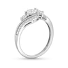 0.25 CT. T.W. Diamond Cushion Frame Past Present Future® Engagement Ring in 10K White Gold