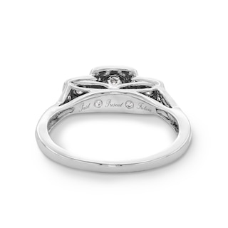 0.25 CT. T.W. Diamond Cushion Frame Past Present Future® Engagement Ring in 10K White Gold