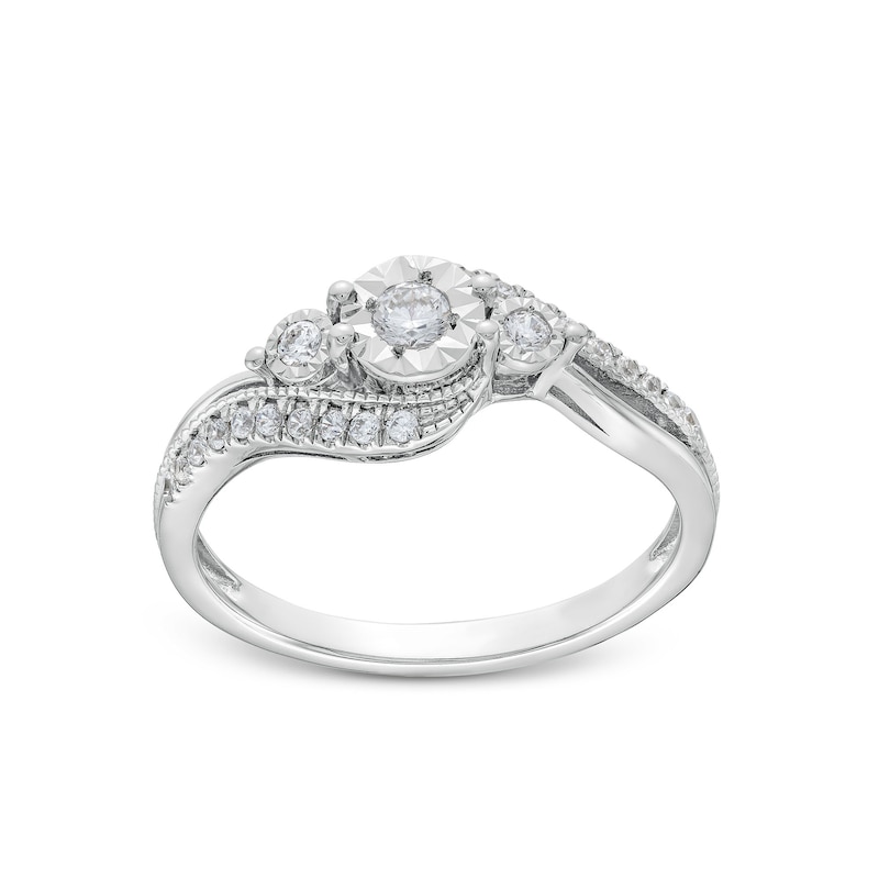 Main Image 1 of 0.25 CT. T.W. Diamond Past Present Future® Miracle Bypass Shank Engagement Ring in 10K White Gold