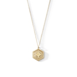 Diamond-Cut North Star Beaded Frame Hexagon Pendant in 10K Gold