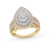 Thumbnail Image 0 of 1.00 CT. T.W. Pear-Shaped Multi-Diamond Double Frame Multi-Row Twist Shank Engagement Ring in 10K Gold