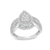 Thumbnail Image 0 of 0.50 CT. T.W. Pear-Shaped Multi-Diamond Frame Multi-Row Vintage-Style Engagement Ring in 10K White Gold