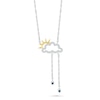 Swiss Blue Topaz and White Lab-Created Sapphire Sun, Cloud and Raindrop Necklace in Sterling Silver and 10K Gold