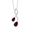 Thumbnail Image 0 of Pear-Shaped Garnet and White Lab-Created Sapphire Duo Twist Pendant in Sterling Silver