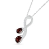 Thumbnail Image 1 of Pear-Shaped Garnet and White Lab-Created Sapphire Duo Twist Pendant in Sterling Silver