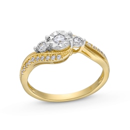 0.25 CT. T.W. Diamond Past Present Future® Miracle Bypass Shank Engagement Ring in 10K Gold