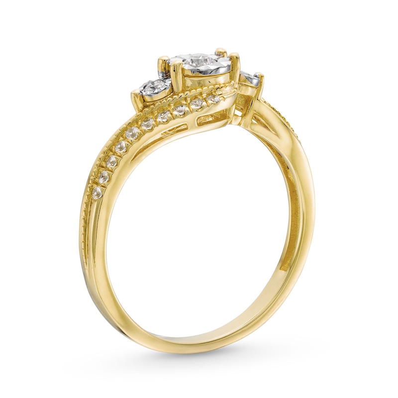 0.25 CT. T.W. Diamond Past Present Future® Miracle Bypass Shank Engagement Ring in 10K Gold|Peoples Jewellers