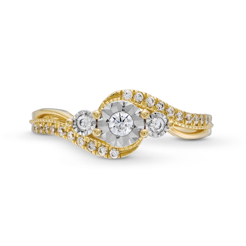 0.25 CT. T.W. Diamond Past Present Future® Miracle Bypass Shank Engagement Ring in 10K Gold|Peoples Jewellers