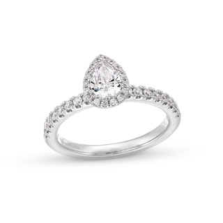 Vera Wang Love Collection 0.80 CT. T.W. Pear-Shaped Certified Diamond Frame Engagement Ring in 18K White Gold (F/SI2)