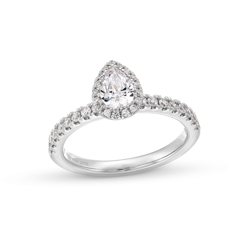 Vera Wang Love Collection 0.80 CT. T.W. Pear-Shaped Certified Diamond Frame Engagement Ring in 18K White Gold (F/SI2)