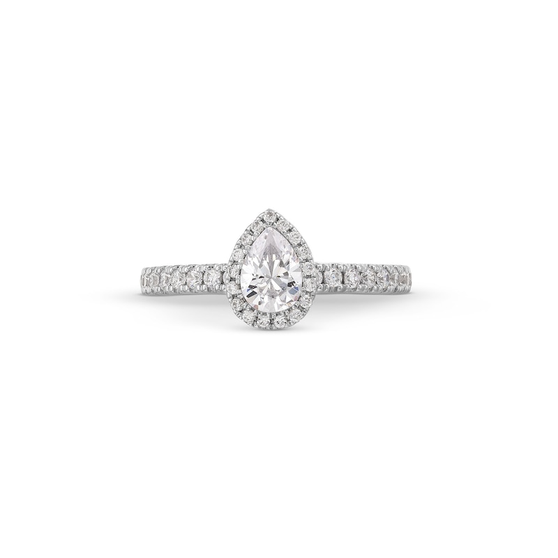 Vera Wang Love Collection 0.80 CT. T.W. Pear-Shaped Certified Diamond Frame Engagement Ring in 18K White Gold (F/SI2)