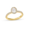 Thumbnail Image 0 of Vera Wang Love Collection 0.80 CT. T.W. Oval Certified Diamond Frame Engagement Ring in 18K Gold (F/SI2)