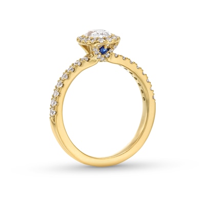 Vera Wang Love Collection 0.80 CT. T.W. Oval Certified Diamond Frame Engagement Ring in 18K Gold (F/SI2)