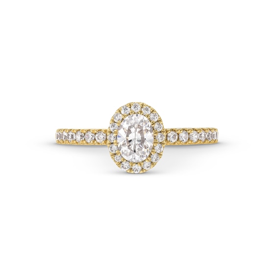 Vera Wang Love Collection 0.80 CT. T.W. Oval Certified Diamond Frame Engagement Ring in 18K Gold (F/SI2)