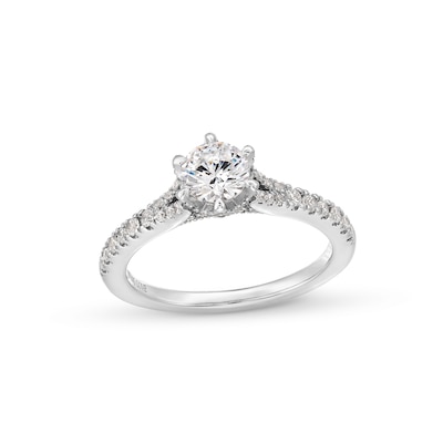 Vera Wang Love Collection 0.95 CT. T.W. Certified Diamond Split Shank Engagement Ring in 18K White Gold (F/SI2)