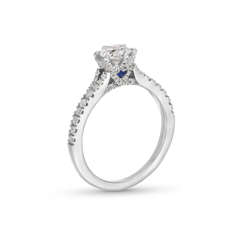 Vera Wang Love Collection 0.95 CT. T.W. Certified Diamond Split Shank Engagement Ring in 18K White Gold (F/SI2)