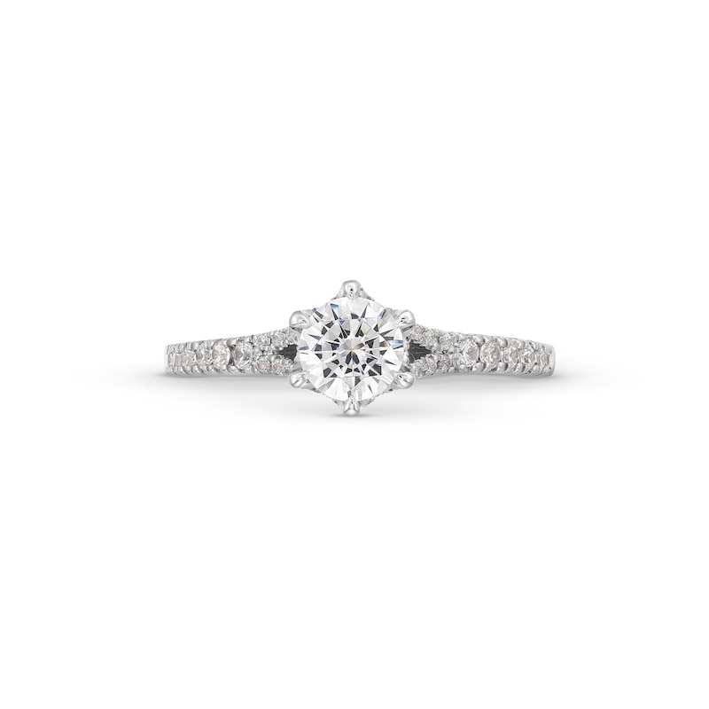 Vera Wang Love Collection 0.95 CT. T.W. Certified Diamond Split Shank Engagement Ring in 18K White Gold (F/SI2)