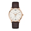 Thumbnail Image 0 of Men's Bulova Hudson Automatic Rose-Tone IP Brown Leather Strap Watch with Textured White Dial (Model: 97B225)