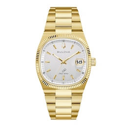 Men's Bulova Super Seville Gold-Tone IP Watch with Square Silver Dial (Model: 97B223)