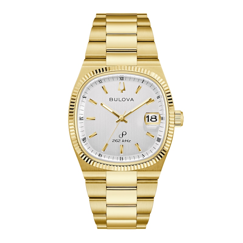 Men's Bulova Super Seville Gold-Tone IP Watch with Square Silver Dial (Model: 97B223)