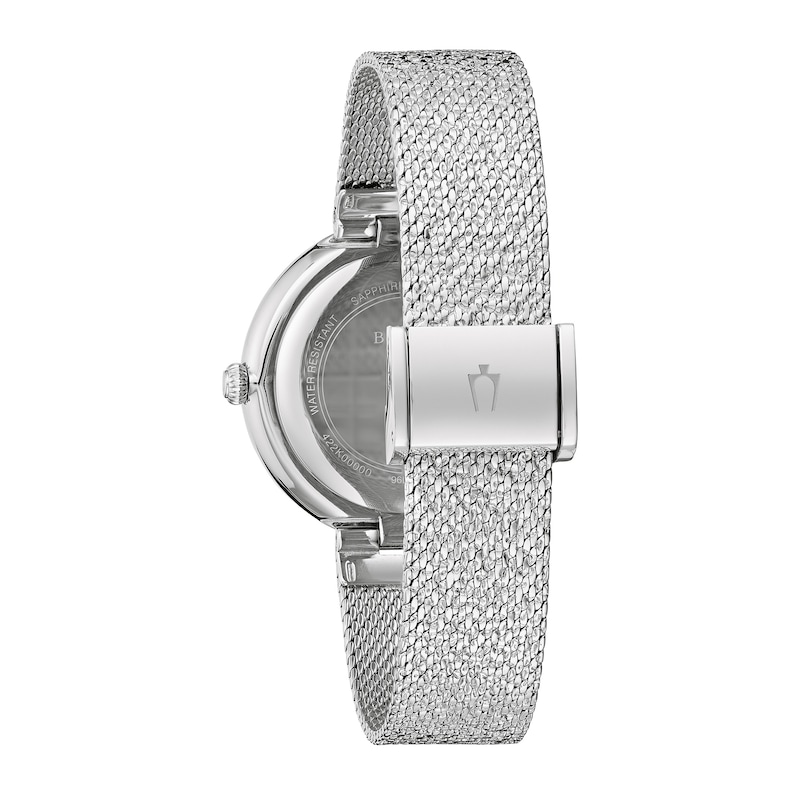 Ladies' Bulova Phantom Crystal Accent Mesh Watch with Textured Silver-Tone Dial (Model: 96L329)