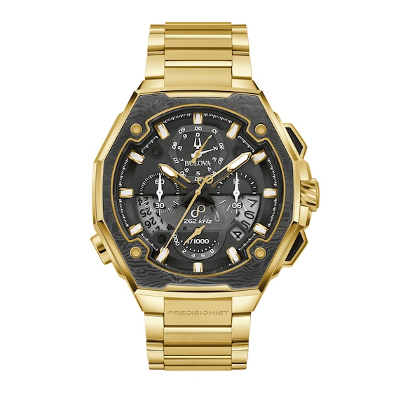 Men's Bulova Series X Precisionist Gold-Tone IP Chronograph Watch with Black Dial (Model: 98B429)