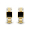 5.0mm Square Onyx and 0.115 CT. T.W. Diamond Hoop Earrings in 10K Gold