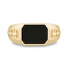 Sideways Emerald-Cut Onyx Solitaire Chain Link Shank Signet Ring in 10K Gold