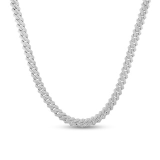 3.12 CT. T.W. Diamond Curb Chain Necklace in Hollow 10K White Gold - 20.5”