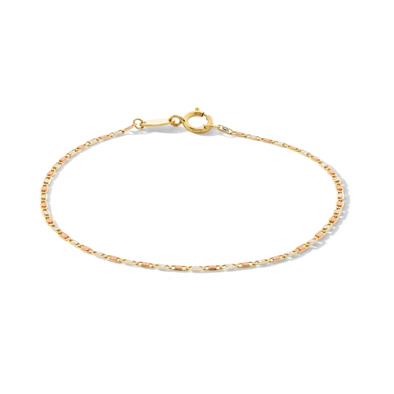 Child’s Diamond-Cut Valentino Chain Bracelet in Hollow 14K Tri-Tone Gold - 6”